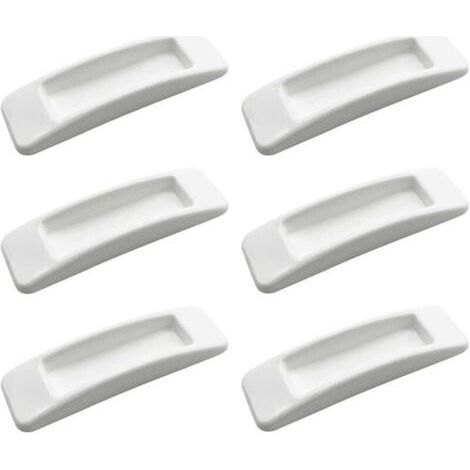 6 Pack Self Adhesive Sliding Door Safety Handles (White), Easy to Open, Snap Pulls, Drawer Pulls, Plastic Self Adhesive Handles for Kitchen Cabinet (1/4)