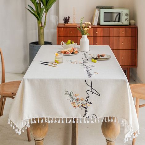 Nappe rectangulaire d'extérieur en lin lavable et antitache (1/5)