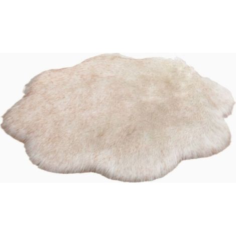 Tapis de chambre blanc 6060cm imitation laine peluche à motif de fleurs de prunier (1/5)