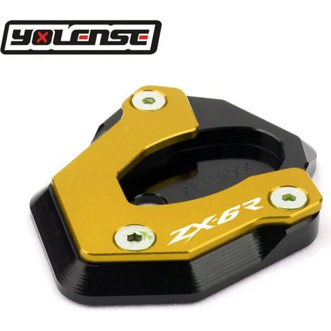 (Gold-Zx6R) Compatible avec les motos KAWASAKI ZX-6R, ZX-10R, ZX6R, ZX10R et ZX 6R. Béquille latérale CNC, extension et support pour une béquille plus grande. (1/5)
