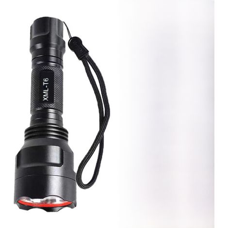 Lampe torche LED C8, forte luminosité, focale fixe, T6 ultra-lumineuse, longue portée, alliage d'aluminium (sans batterie ni chargeur) (1/5)