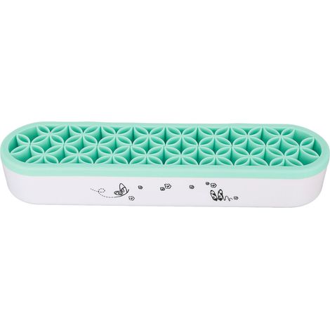 Boîte de rangement de bureau en silicone pour pinceaux, multi-emplacements, support de rangement flexible et multifonctionnel pour pinceaux de maquillage et outils de couture, verte (1/5)