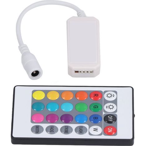LED-Fernbedienung mit 24 Tasten, intelligenter 4-Pin-2,4-GHz-RGB-IR-Fernbedienung mit Anschlussaufkleber für Android und OS X (1/5)