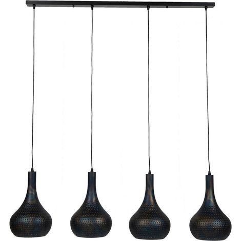 [NEUWERTIG] B-Ware ZIJLSTRA Lampada a Sospensione Bombur 4 Luci Nero-marrone (1/2)