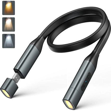 Lumière de lecture de cou rechargeable 1100mAh LED flexible, lampe sans mains pour lire au lit la nuit, idéale pour lecture, course, camping, tricot, couture (1/5)