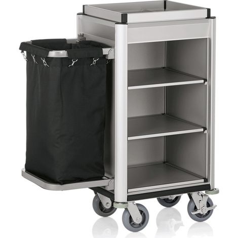 Chariot de chambre 95 x 55 x 116 cm 1 sac à linge chants clairs aspect alu ISABELLA - Was Germany (1/2)