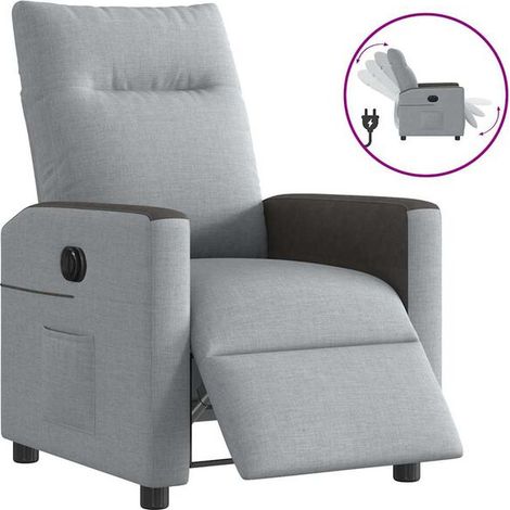 Fauteuil inclinable électrique en tissu gris clair (1/5)