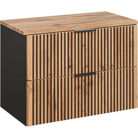 Meuble sous-vasque 80cm plan de toilette Gaia Bois et Noir (1/5)