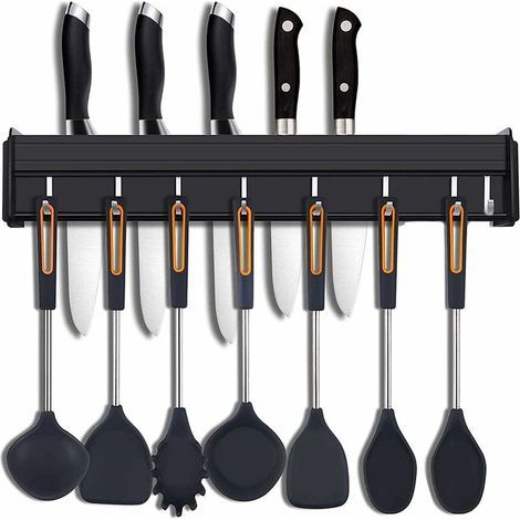 Stainless Steel Knife Holder, Empty Wall-Mounted Table Rack, for Knives, Kitchen Utensils, and Tools (40cm) (1/5)