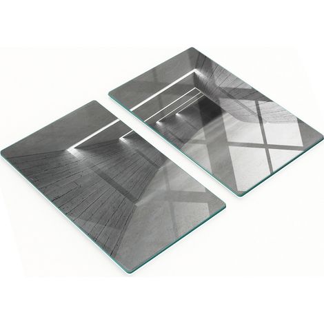 Küchenschneidebretter aus Glas mit dekorativen Grafiken, Betonoptik, 2 x 30 x 52 cm (1/5)