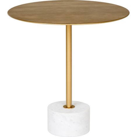 Tavolino Lecco in ottone e marmo bianco ø51x52 cm (1/5)