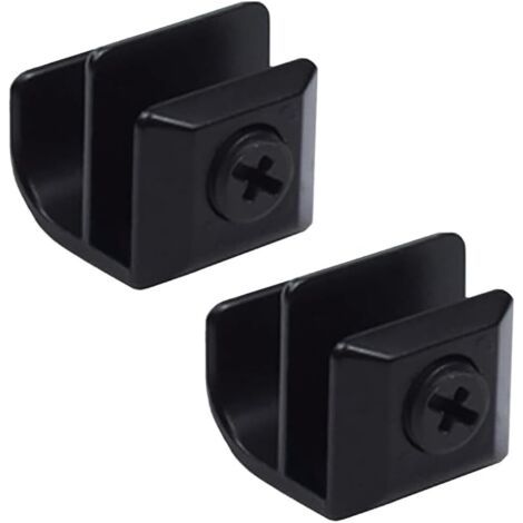 BUNTHAUS Lot de 2 Poignées de Porte en Verre  Alliage de Zinc Sans Perçage, Pinces à Clip Pour Vitrine, Tiroir, 3 5 mm d'Épaisseur  C (Noir) (1/5)