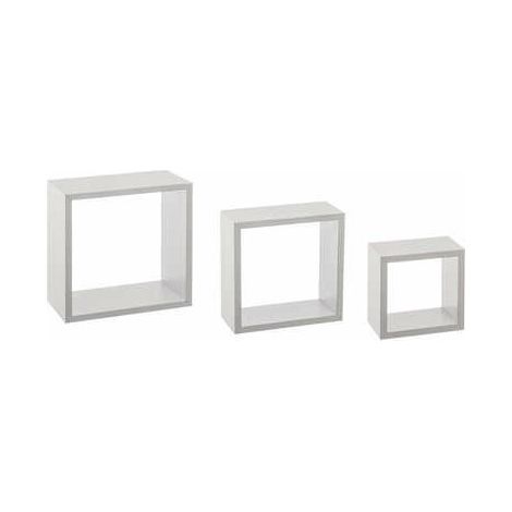Juego de 3 estantes de pared cúbicos blancos (1/2)