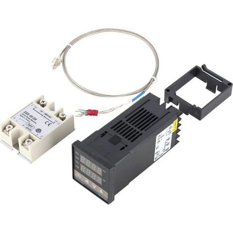Contrôleur de température intelligent PID, contrôleur de température numérique REX-C100 + relais à semi-conducteurs 40A + thermocouple K Kit GD 0 à 400 AC100-240V (1/5)