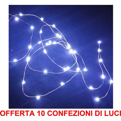 OFFERTA 10 CONFEZIONI DA 10 MICROLED LINEARI LUCI BIANCO FREDDO A BATTERIA (1/2)