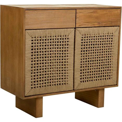 Recibidor de madera y cuerda trenzada marrón 80x36x75