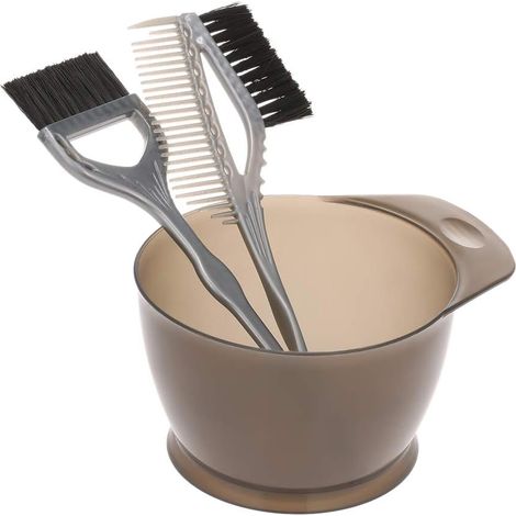 Peigne Pinceau Brosse Bol Pour Coloration Cheveux Teinture Décolorante Coiffure, Kit De Colorations Cheveux Bol Et Brosses, Kit de Outils de Cheveux Coloration - 3 Pcs, (1/5)