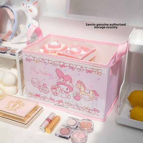 Cesta de cosméticos Sanrio, caja de almacenamiento para el tocador, caja de almacenamiento plegable Kulomi para varios artículos (Melody, 302020CM) (1/5)