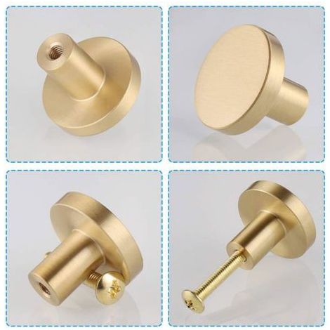 Möbelknöpfe aus massivem Messing – 6 Stück, goldener Griff – für Schränke, Kleiderschränke, Schubladen (Cuneary) (1/5)