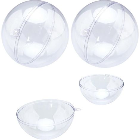 TrAdE Shop Traesio - Sfere Natalizie Palline Trasparenti Apribili Da Riempire Decorazione Natale 2pz 7cm - (1/4)
