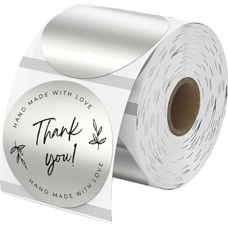 CCYKXA Pack of 400 silver thermal labels, 50mm, round self-adhesive thermal labels, for DIY logos, QR codes, address labels, name tags (1/5)