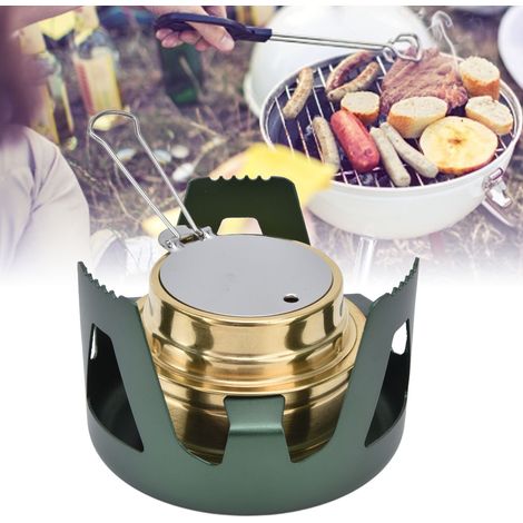 Réchaud de camping portable coupe-vent à vaporisation d'alcool à liquide avec support pour le camping en plein air (vert) (1/5)