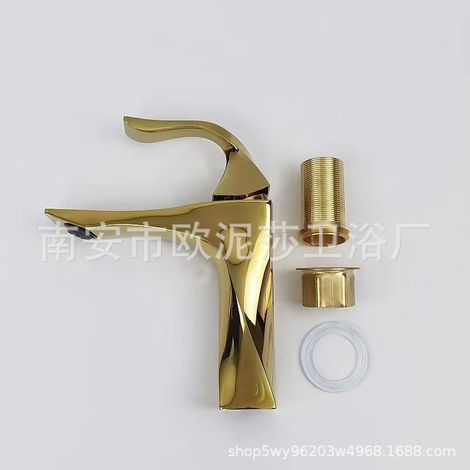 Cross-border hot and cold water basin faucet, bathroom splash-proof zinc alloy twisted raised bathroom sink faucet - titanium low model
