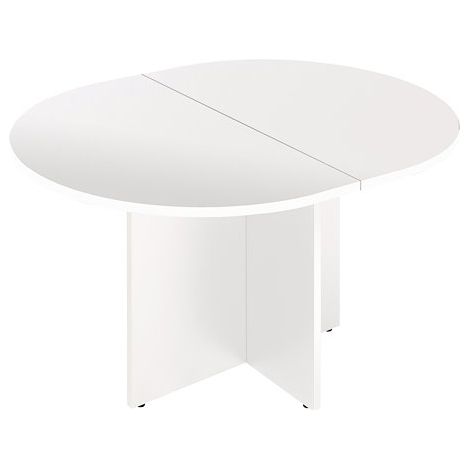 Table modulaire L 140 cm plateau blanc pieds croix blanc Essens - Maxiburo (1/3)
