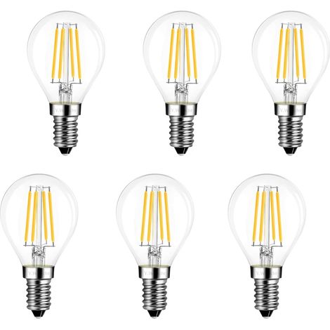 Ampoule LED E14 6W Globe réglable Blanc Chaud 2700K Equivalent à Ampoule Incandescente 60W 230V G45 LED Décorative Petite pour Lustre Petite Vis Edison P45 Lampe Filament Vintage Transparent Lot de 6 (1/5)