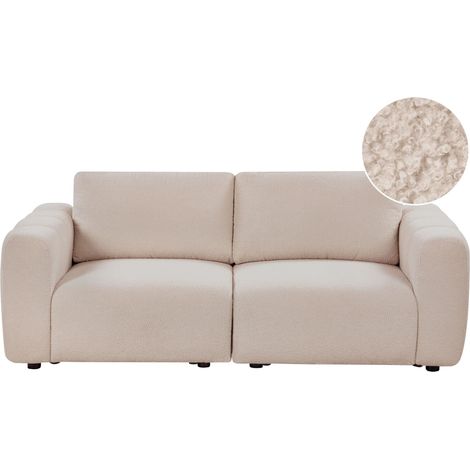 Modular 2 Seater Sofa Beige Boucle Sectional Two Piece Sofa Modern Minimalistic Style KIVVIK (1/5)