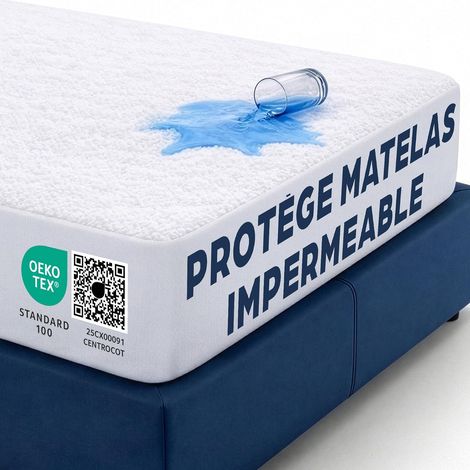 Protège Matelas 120x190 cm Alèse Impermeable Drap Housse en Coton et Microfibre Protection Lit pour Adulte et Bebe pour Incontinence Anti-Acarien Couvre-Matelas Pipi Lavable en Machine (1/5)