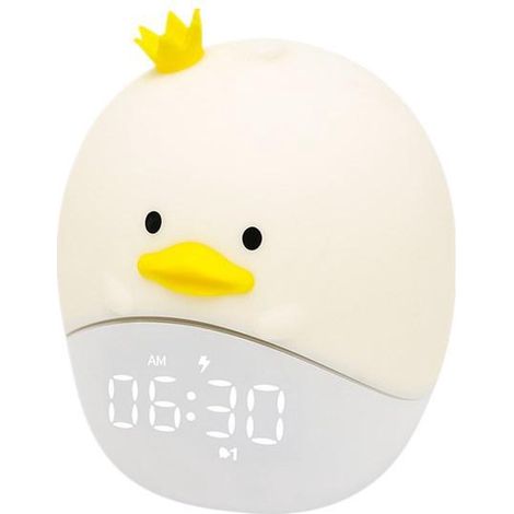 Veilleuse pour enfants (caneton), petit réveil électronique programmable par code QR avec veilleuse LED et motif dessin animé, rechargeable par USB. (1/4)