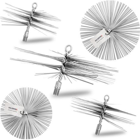 HOLZBRINK Hérisson de ramonage pour cheminée et poèle 150mm, brosse de nettoyage en acier è ressort M12, 1 pc