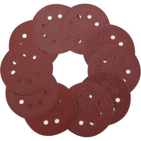 Disque de Ponçage 125mm, 100pcs Disques Abrasifs 40/60/80/100/120/180/240/320/400/800 Grain Taille pour Poncer/Polir/Dérouiller(8 trous) (1/5)