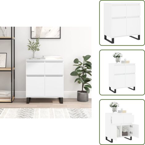 The Living Store Buffet Blanc 60x35x70 cm Bois d'ingénierie - Rangement (1/5)