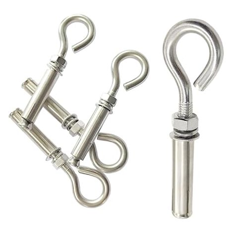 Lot de 5 boulons à il d'ancrage muraux en béton à expansion de 0,6 cm (M8), crochets à vis d'ancrage en acier inoxydable robuste (1/5)