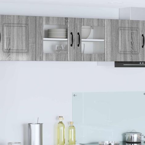 vidaXL Cabinet en verre mural LUCCA Sonoma gris 80 x 31 x 40 cm (1/5)