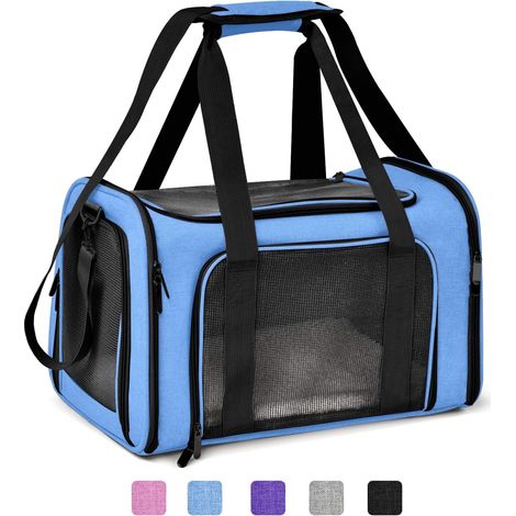 Cage de transport pliable pour petit chien et chat jusqu à sept kilogrammes avec bord souple pour voyage