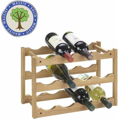 WENKO Portabottiglie, scaffale per vino, portabottiglie, capacità 12 bottiglie, Norway, Legno, 42x28x21 cm, Marrone (1/5)