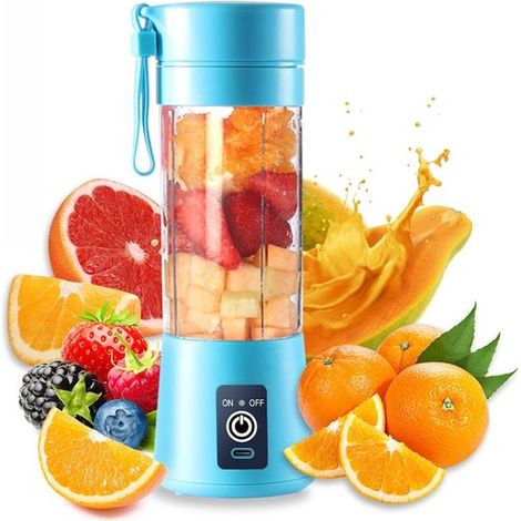 Mini-Mixeur - Smoothie Maker - Portable Avec 6 Lames Et Batterie Rechargeable USB - 1 Pièce - Pour La Maison Et En Déplacement Bleu (1/5)
