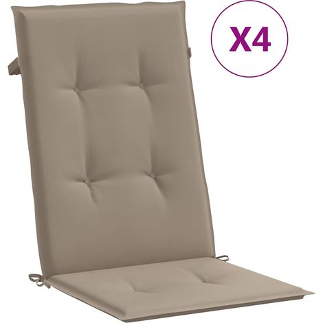 Maison Exclusive - Coussins de chaise de jardin dossier haut lot de 4 taupe tissu (1/5)