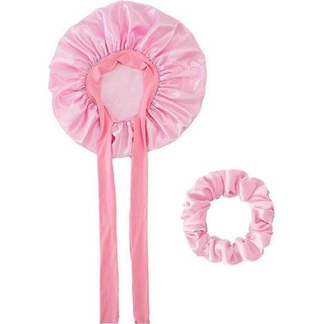 Satin-Nachthaube für Damen mit verstellbarem elastischem Band, Haarschutz, geeignet zum Baden, Schminken und Sport.-Pink (1/5)