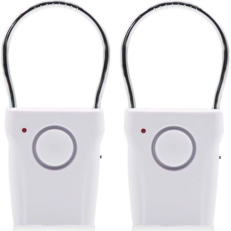 Alarme Poignée Porte - Lot de 2 - Plastique ABS - Capteur Vibration 120dB - Sécurité Maison Voyage - Blanc (1/5)