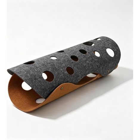 Tunnel pour Chat en Feutre, Jouet Pliable, Résistant à l'abrasion, Universel pour Toutes Les Saisons, Matériau en Polyester (Gris foncé et Marron) (1/5)