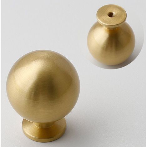 Ensemble de 4 boutons de meuble sphériques vintage, 2,5 cm, en bronze champagne, convenant aux meubles de cuisine, et boutons de tiroir en laiton satiné. (1/3)
