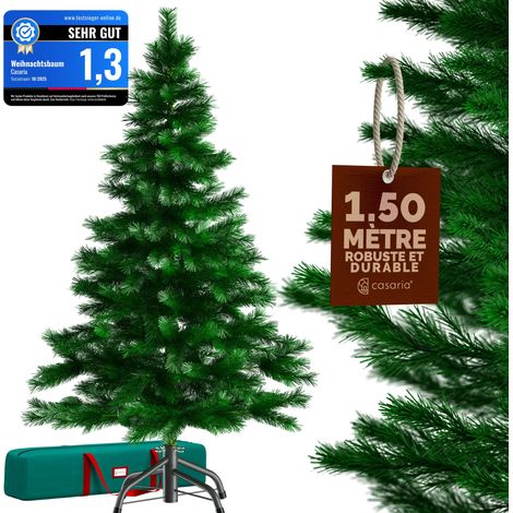 Casaria – Sapin de Noël artificiel 150 cm – 360 branches en PVC – Support inclus – Décoration festive pour intérieur (1/9)