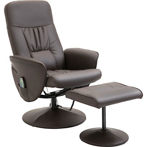 2-St TV Sessel mit Liegefunktion 360° drehbar Relaxsessel mit 10 Massagepunkten Kunstleder in Braun B76 x T81 x H105 cm (1/5)
