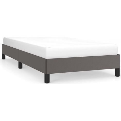 Lit simple Lit adulte Cadre de lit sans matelas gris 90x190 cm similicuir (1/5)