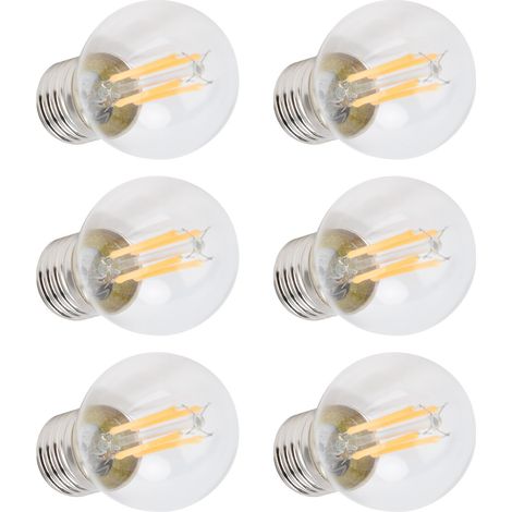 E27 G45 4W 220V LED-Lampe, 6er-Packung mit klaren Glühfadenlampen, dimmbar, warmes Licht, ideal für Kronleuchter und Tischlampen. (1/5)