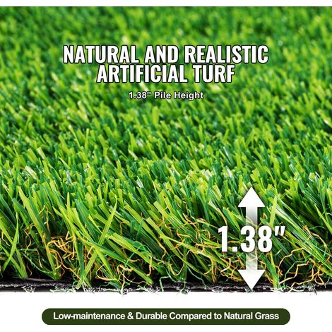 Gazon synthétique 1.8 x 3 m tapis vert herbe, 35 mm paillasson extérieur terrasse jardin déco, nettoyage facile évacuation eau, polyvalent intérieur entrée chien (1/5)